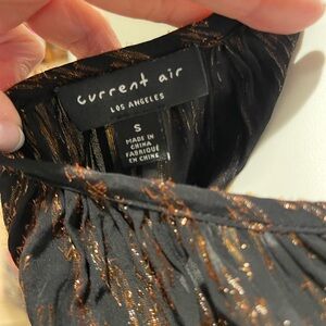 Current Air Elegant Black Top with Gold Highlights